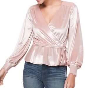 White House Black Market Light Pink Velvet Wrap Top